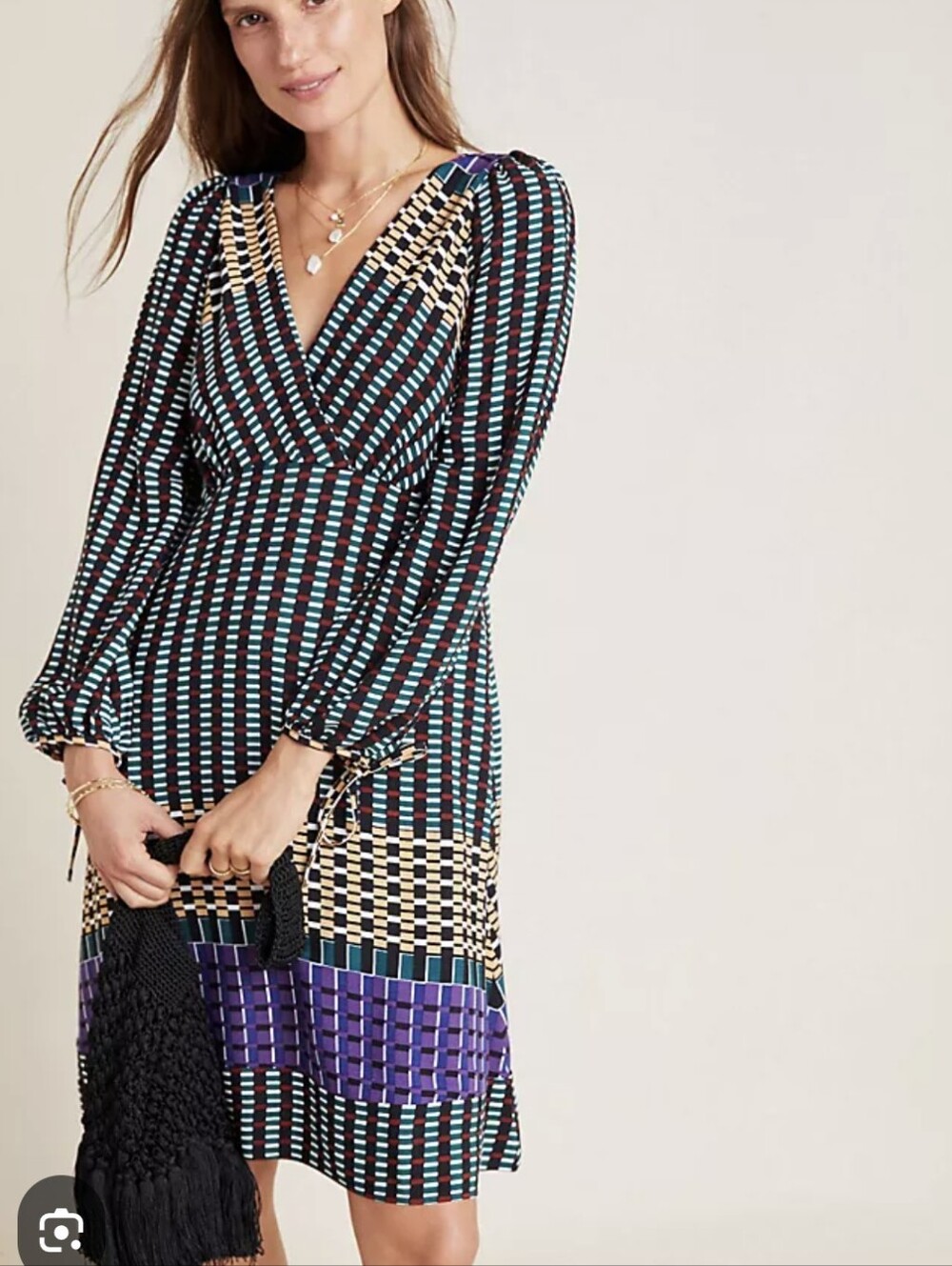 Anthropologie Maeve Gianna Multi-Color Geometric Print  Dress